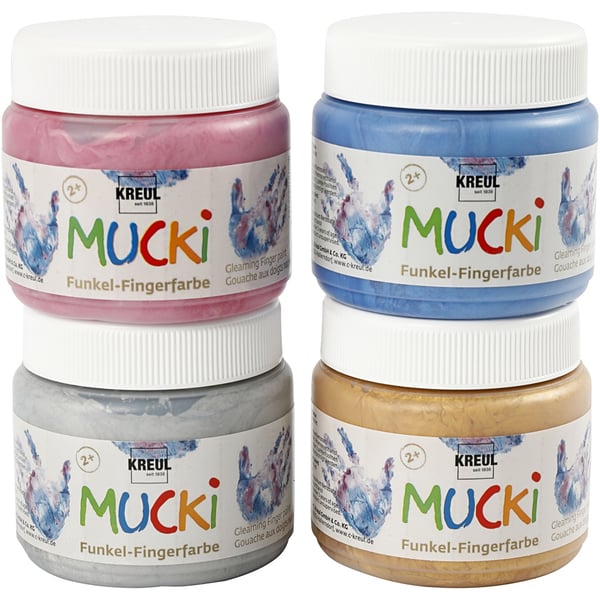 Fingerfärg - Mixade metallicfärger - 4x150ml