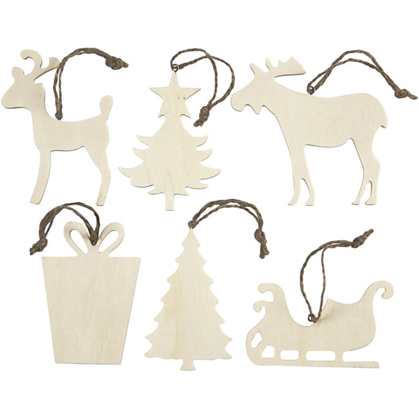 Julhängen - stl. 7-9 cm - Tjocklek 4 mm - Plywood - 90 st