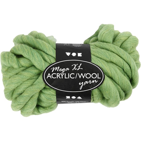 Mega XL Akrylgarn med ull - Lime - 300 g - 15 meter