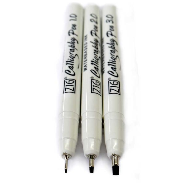 Kalligrafi Pennor ZIG 3 st - Svart - 1, 2, 3 mm