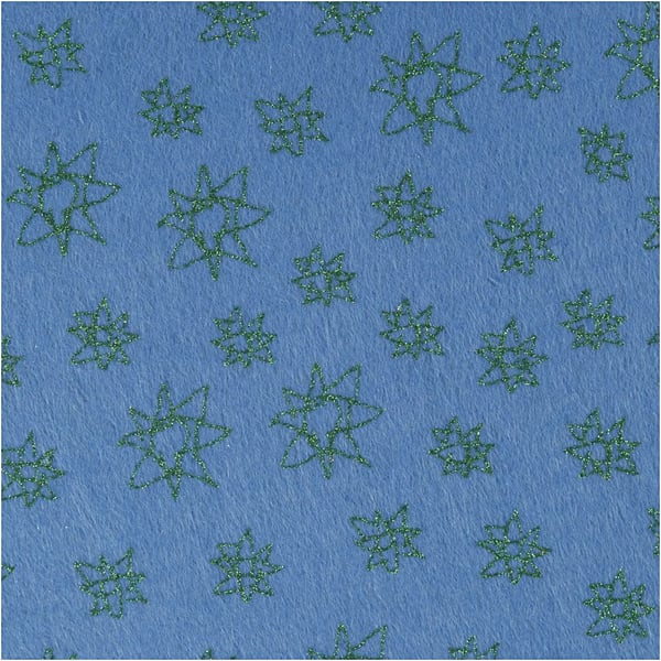 Hobbyfilt - A4 - Blå, grönt glitter stjärnor - 10 ark