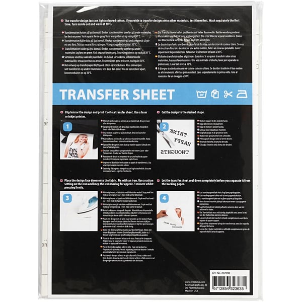 Transferark - 21,5x28 cm - Transparent - Till ljusa textilier - 5 ark