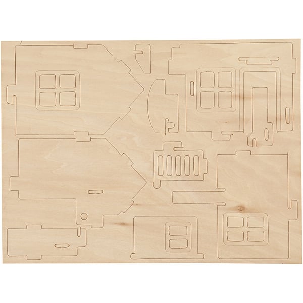 3D Pussel - Hus med Terrass - Höjd: 15 cm  - Plywood