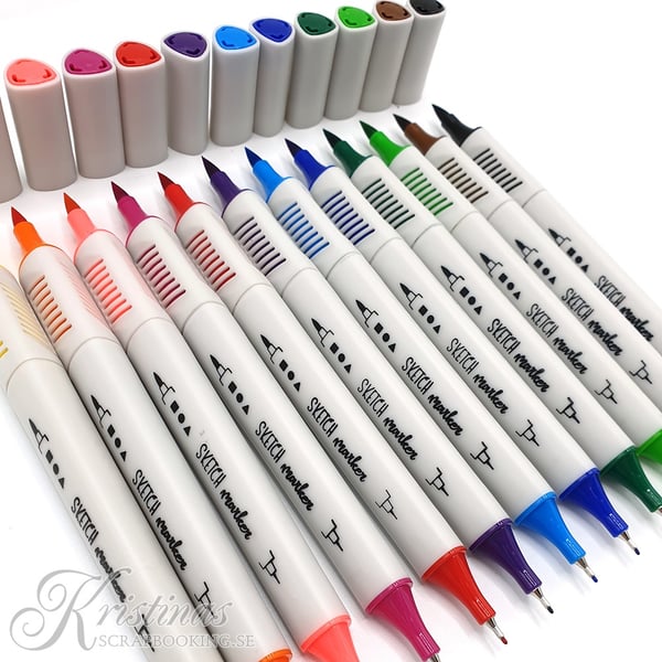 Sketch Marker - Basfärger - 1+2-5 mm - 12 st