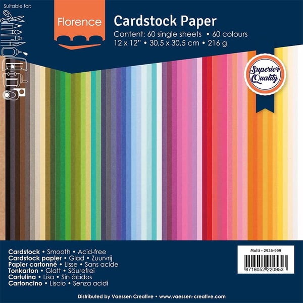 Cardstock Paket Florence - Slät - 60 ark