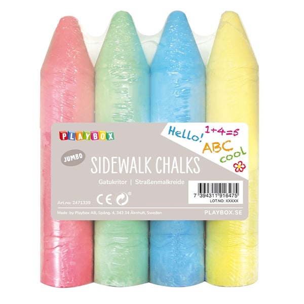 Gatukritor Jumbo - Mixade Färger - L: 20 cm - 4 st