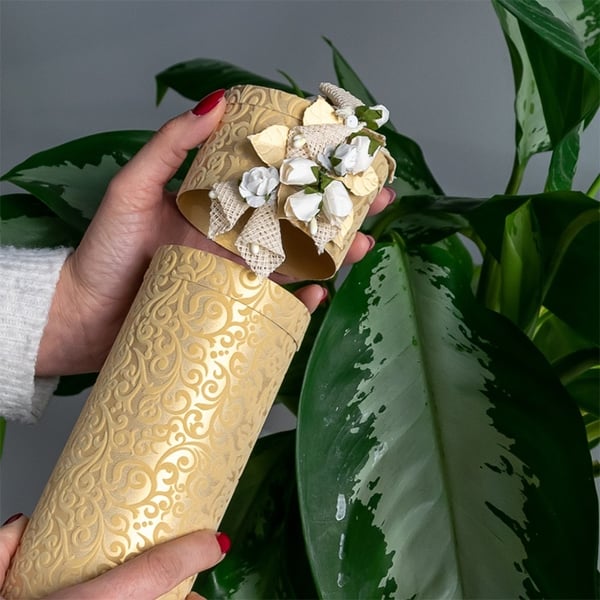 Velour Papper A4 - Guld Swirl - 10 ark - 275 g