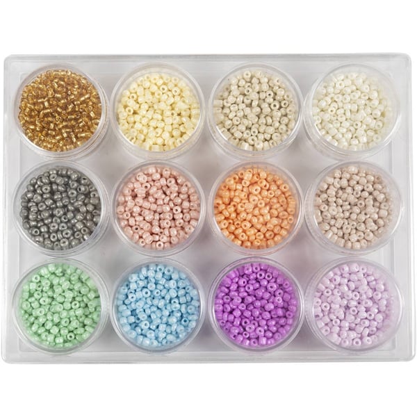 Seed Beads - 3 mm - Hål 0,6-1 mm - Pastell Färger - 12x17 g