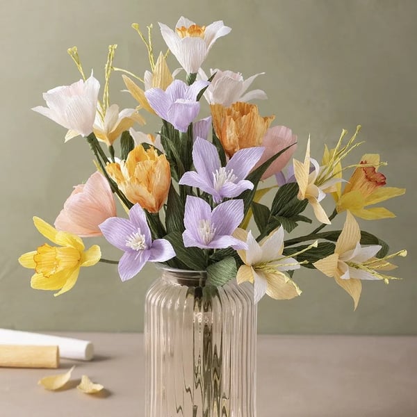 DIY Pysselkit Kräppapper - Vacker Blombukett