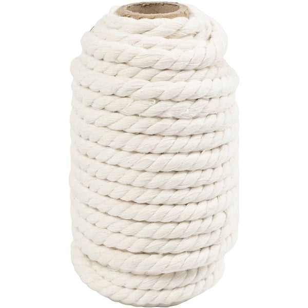 Makramésnöre Rep - 8,5 mm - Råvit - 12 meter