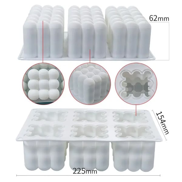 Silikonform Ljusformar - Bollkub Medium - 6-pack