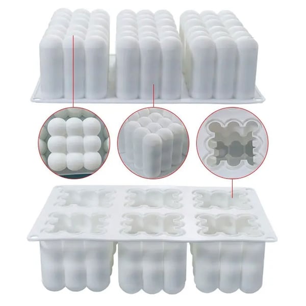 Silikonform Ljusformar - Bollkub Medium - 6-pack