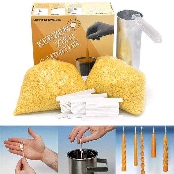 Bivax 2 kg - Ljustillverkning Kit - Smältkärl, Veke, Tång