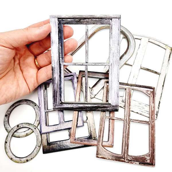 Chipboard Fönster - Tim Holtz Baseboards Window Frames - 10 st