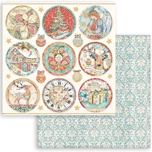 Paper Pad Stamperia - Christmas Greetings - 12x12 Tum
