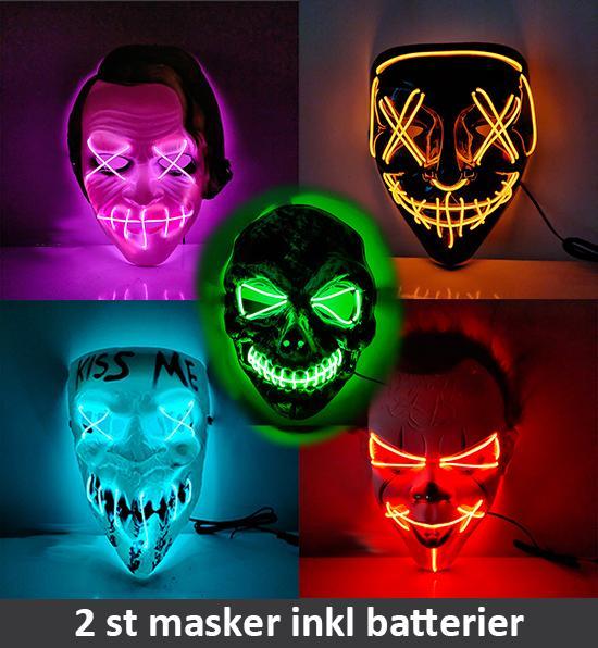 LED Mask 2 pack inkl batterier - Halloween LED Mask 2 pack inkl batterier - Halloween