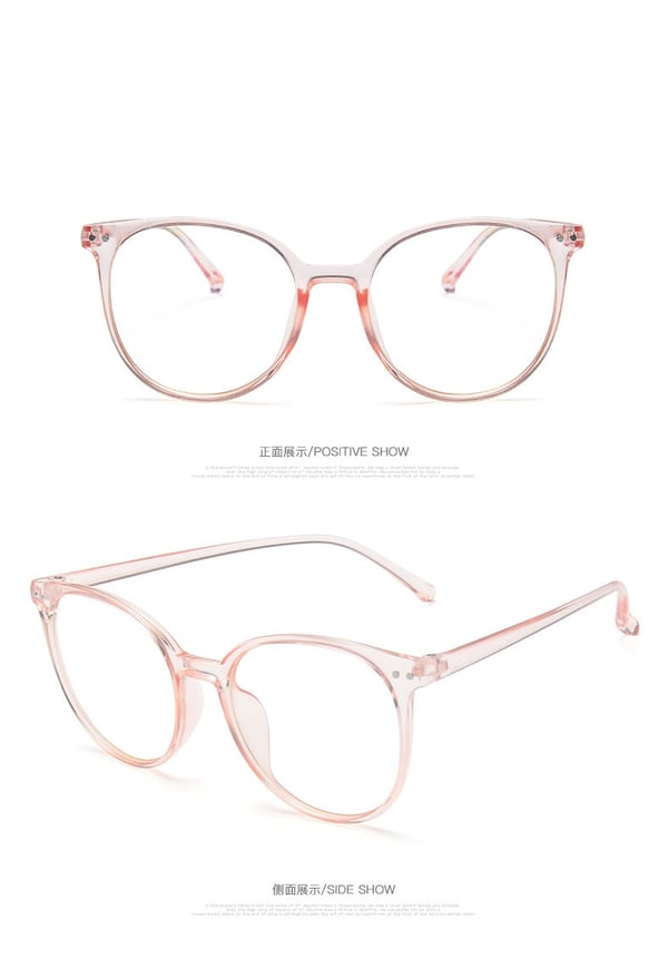 Bluelight Anti blå ljus dator glasögon Runda/Ovala - Rosa transparent