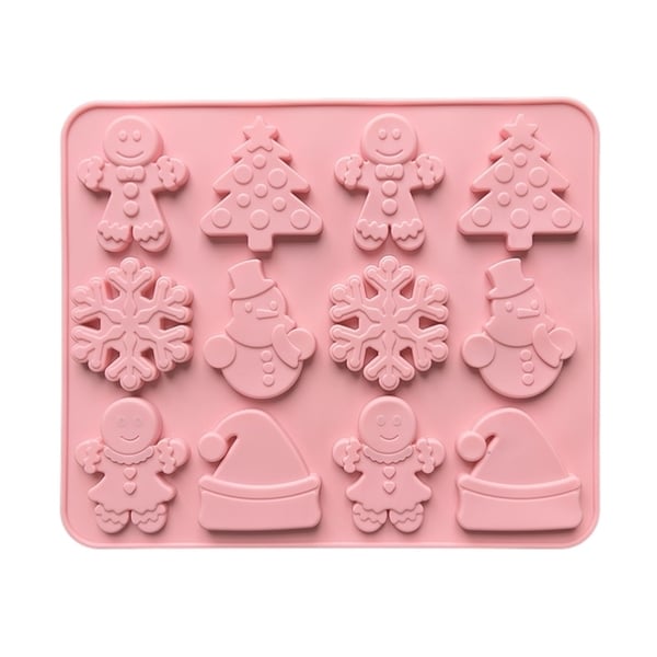 Julig Silikonform för Pepparkaksgubbar, Snögubbar & Julgranar