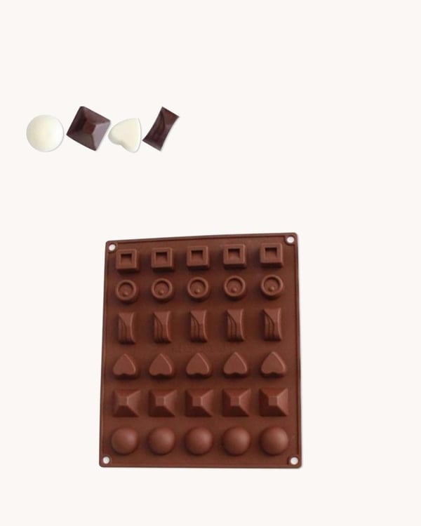 6 Olika Praliner Pralinform Halvcirklar Hjärta SIlikonform Chokladform