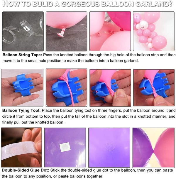 Ballongbåge Kit - Rosa/Vit/Guld