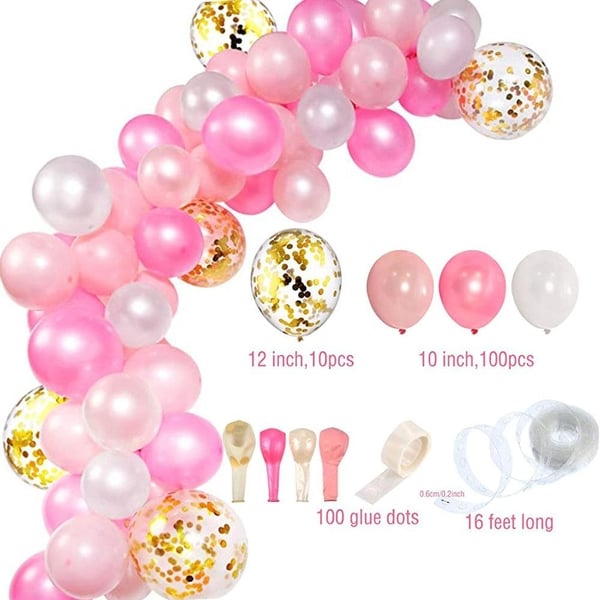 Ballongbåge Rosa &amp; Guld – 112 LatexBallonger