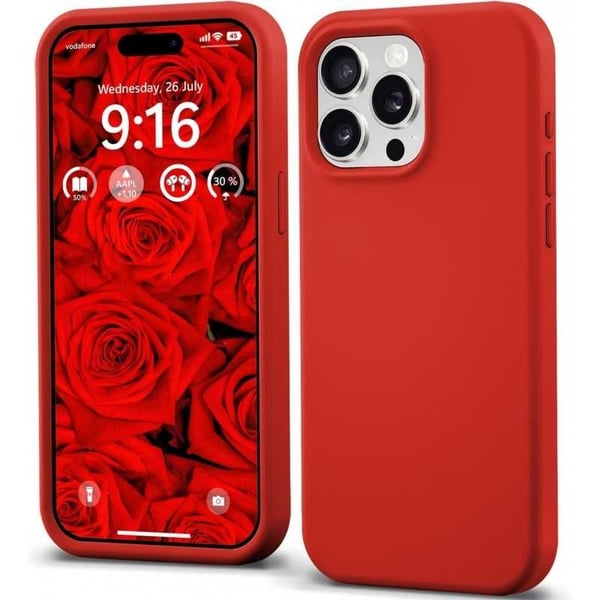 Kuminen iskunkestävä kotelo iPhone 15 Pro - PUNAINEN