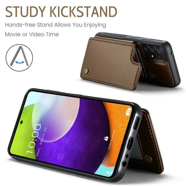 CaseMe iskunkestävä kansi korttitelineen jalusta 4-lokeroinen Samsung A53 5G Ruskea