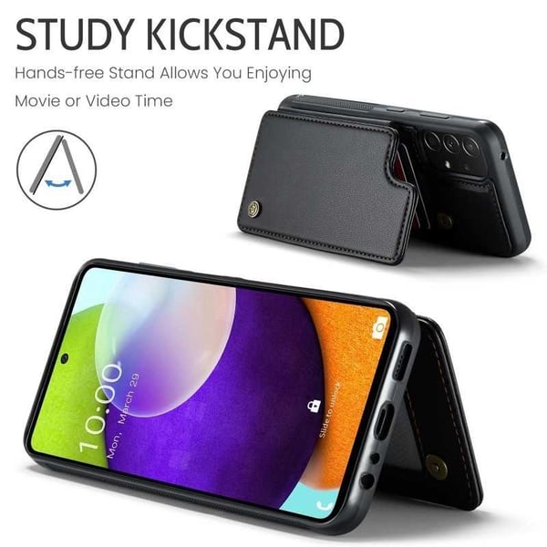 CaseMe iskunkestävä kansi korttitelineen jalusta 4-lokeroinen Samsung A53 5G musta