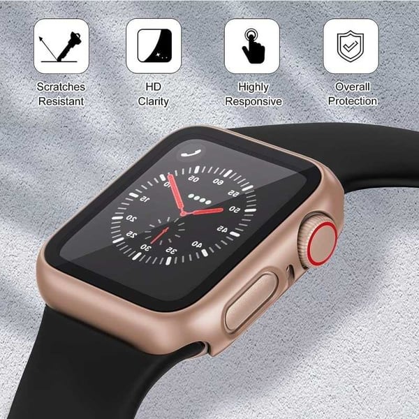2in1 Iskunvaimennuskuori 9H karkaistu lasi Apple Watch 38mm - Ruusukulta