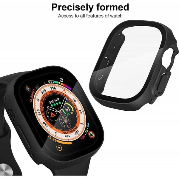 2in1 iskuja vaimentava kuori 9H karkaistu lasi Apple Watch Ultra 1/2 (49mm) - musta