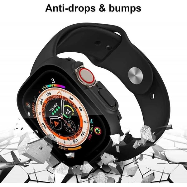 2in1 iskuja vaimentava kuori 9H karkaistu lasi Apple Watch Ultra 1/2 (49mm) - musta