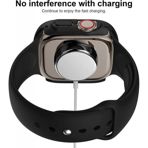 2in1 iskuja vaimentava kuori 9H karkaistu lasi Apple Watch Ultra 1/2 (49mm) - musta