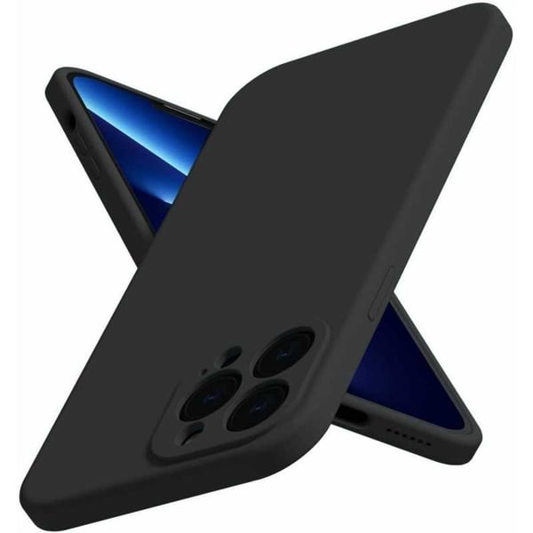 iPhone 12 Pro Max Gummibelagd Mattsvart Skal Kameraskydd Liquid - Svart