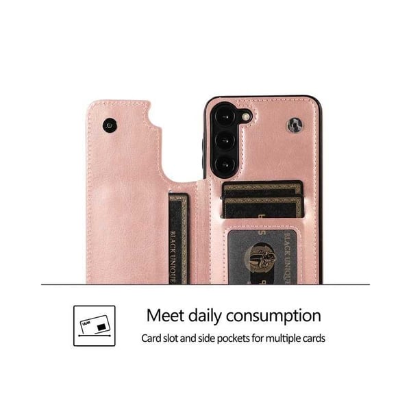 Samsung S24 iskunkestävä kansikorttipidike 3-taskuinen Flippr - Rose gull