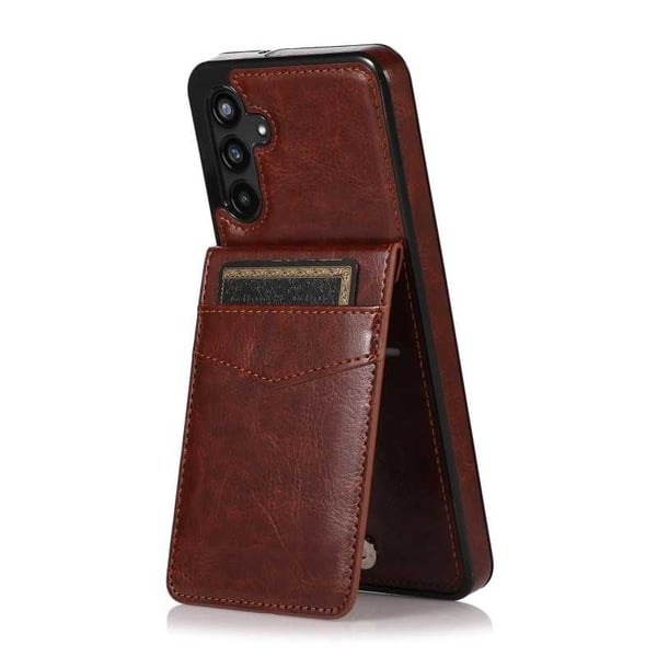Samsung S24 Plus Mobilskal Korthållare 5-FACK Retro V3 - Ruskea