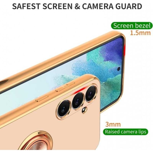 Tyylikäs ja iskunkestävä Samsung A25 5G -kotelo, jossa on Flawless sormusteline - Ruusukulta