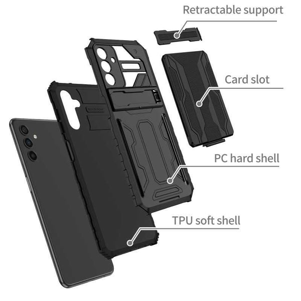 Samsung A25 5G Stöttåligt Skal Kickstand & Kortfack ThinArmor V3