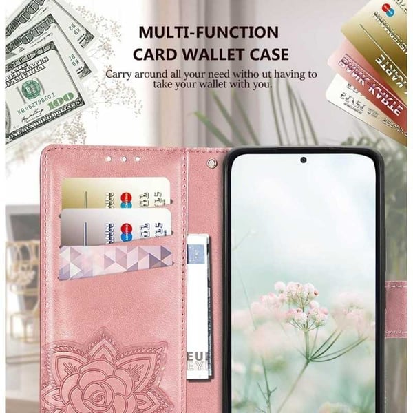 Samsung A15 5G -lompakkokotelo PU-nahkainen 4-TASKUN Motif Butterfly