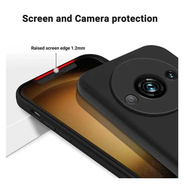 Redmi A3 Gummibelagd Mattsvart Silikon Skal Kameraskydd Liquid - Svart