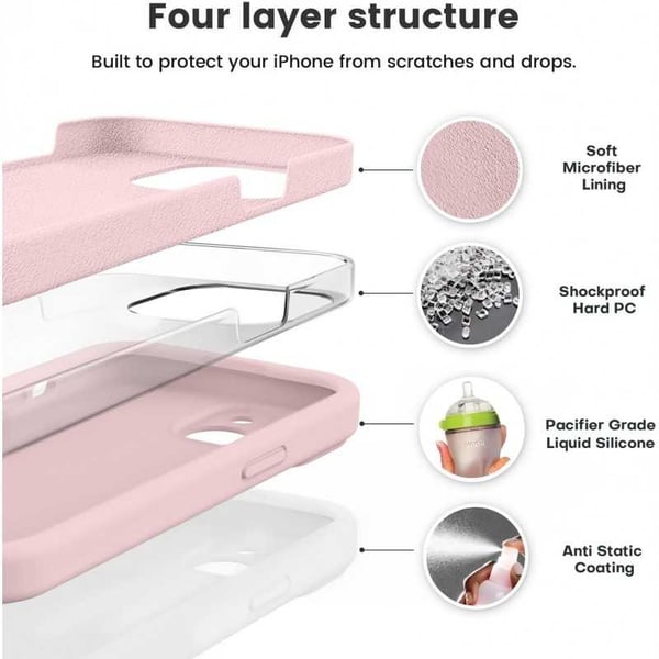 iPhone 14 Plus Gummibelagt Skal med Kameraskydd Liquid V2 - Rosa