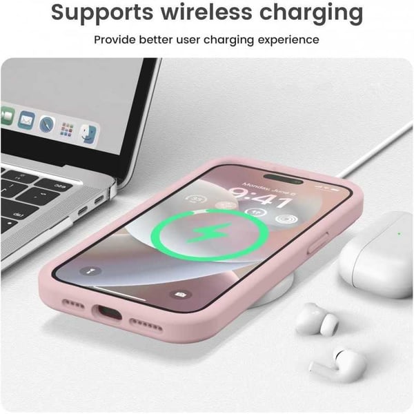 iPhone 15 Pro Max Gummibelagt Skal med Kameraskydd Liquid V2 - Rosa