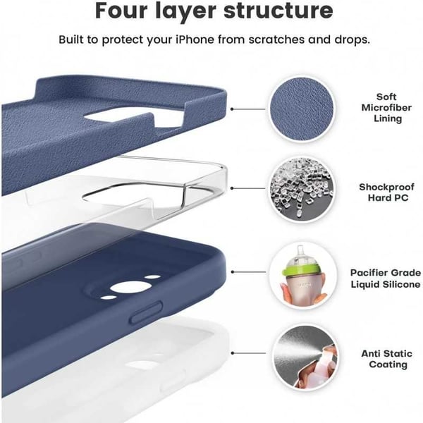 iPhone 15 Pro Max Gummibelagt Skal med Kameraskydd Liquid V2 - Marinblå