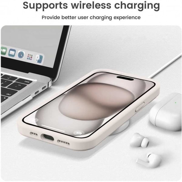 iPhone 16 Gummibelagt Skal med Kameraskydd Liquid V2 - Retro White