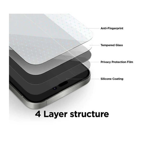 iPhone 16 Pro Privacy Härdat glas 0.26mm 3D 9H