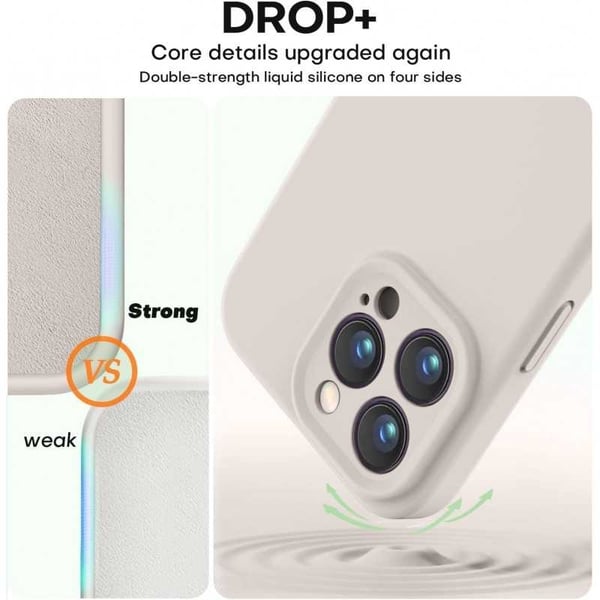 iPhone 16 Pro Gummibelagt Skal med Kameraskydd Liquid V2 - Retro White
