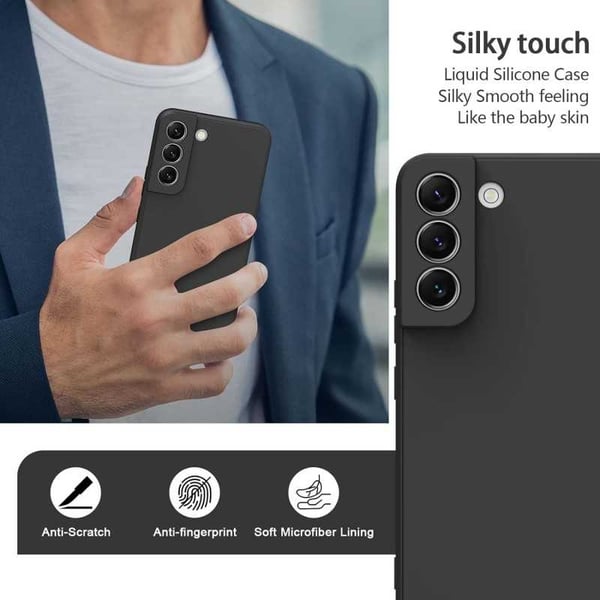 Samsung S21 Plus Gummibelagd Mattsvart Skal Kameraskydd Liquid - Svart