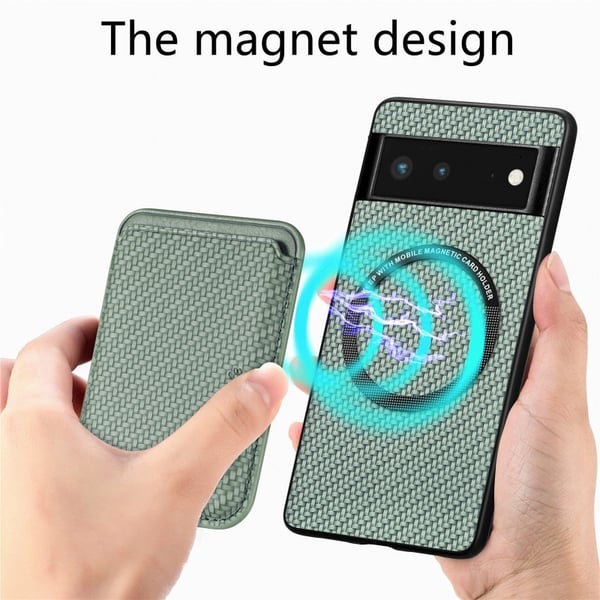 Iskunkestävä kuori Magsafe RFID:llä magneettikorttipidikkeellä Google Pixel 6A - Vihreä