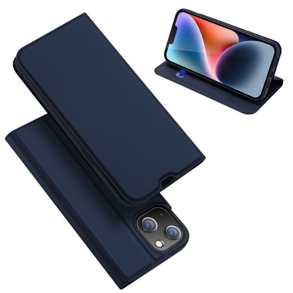 iPhone 13 / 14 Flip Case Skin Pro korttilokerolla - Sininen