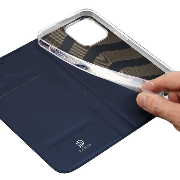 iPhone 15 Pro Max Flip Case Skin Pro korttilokerolla - Sininen