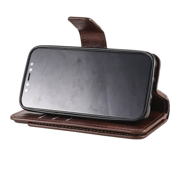 iPhone 15 Plus Praktisk Plånboksfodral med 12-Fack Array V4 - Ruskea